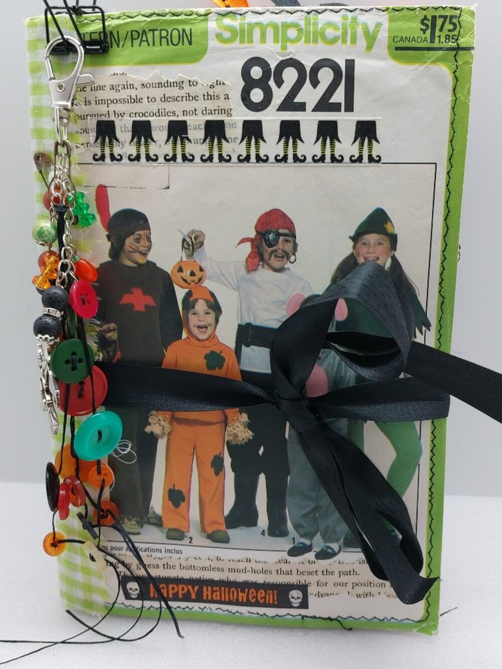 Handmade Halloween Junk Journal Made From Vintage 1977 Sewing Pattern Cover